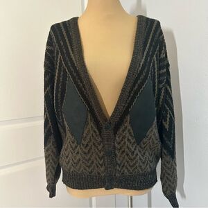 MTO International Genuine Leather Brown Long Sleeve Button Up Cardigan